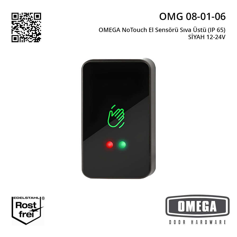 OMEGA NoTouch El Sensörü Sıva Üstü (IP 65) Siyah 12-24V