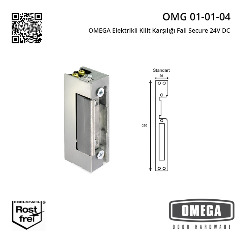 OMEGA Elektrikli Kilit Karşılığı Fail Secure 24V DC