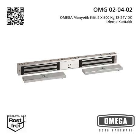OMEGA Manyetik Kilit 2 X 500 Kg 12-24V DC İzleme Kontaklı