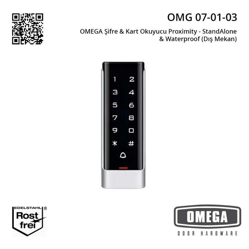 OMEGA Şifre & Kart Okuyucu Proximity - StandAlone & Waterproof (Dış Mekan)