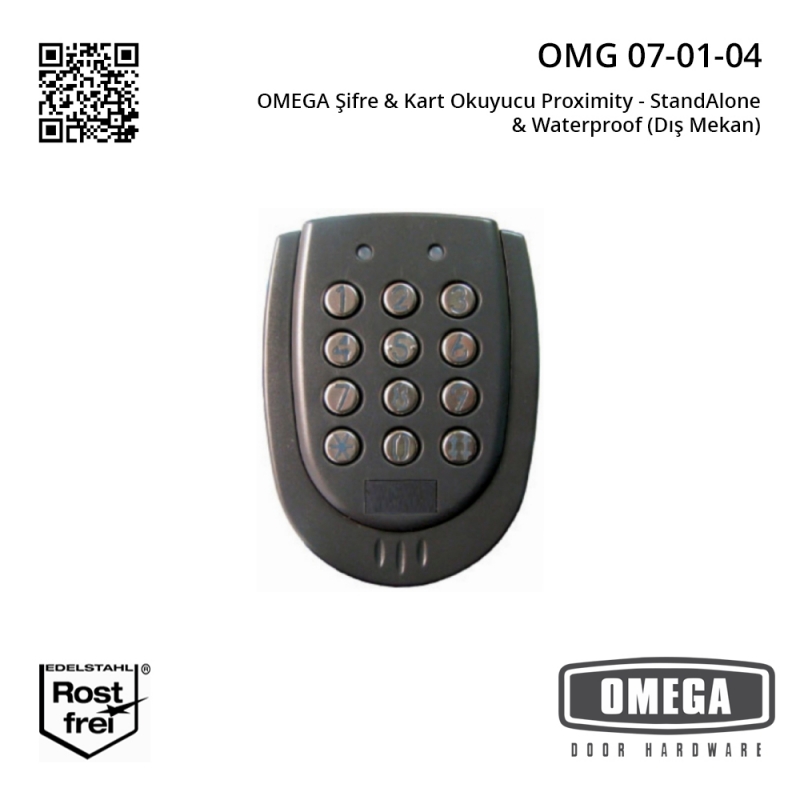 OMEGA Şifre & Kart Okuyucu Proximity - StandAlone & Waterproof (Dış Mekan)