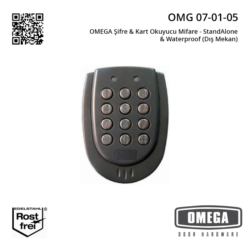 OMEGA Şifre & Kart Okuyucu Mifare - StandAlone & Waterproof (Dış Mekan)