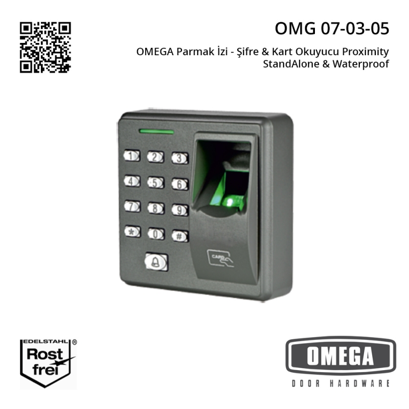 OMEGA Parmak İzi - Şifre & Kart Okuyucu Proximity - StandAlone & Waterproof