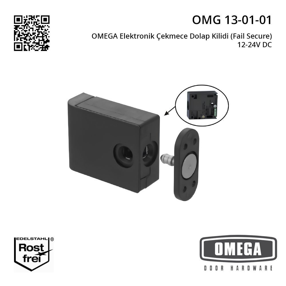 OMEGA Elektronik Çekmece Dolap Kilidi (Fail Secure) 12-24V DC