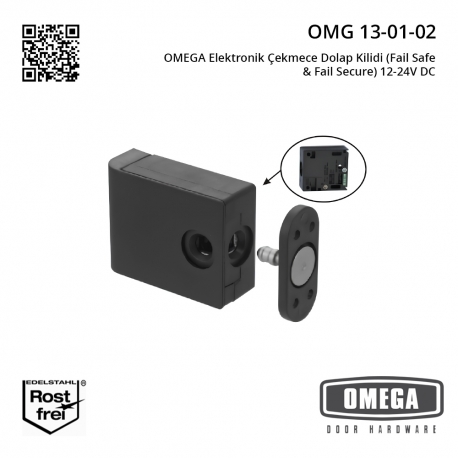 OMEGA Elektronik Çekmece Dolap Kilidi (Fail Safe & Fail Secure) 12-24V DC
