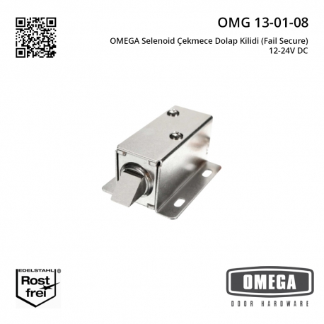 OMEGA Selenoid Çekmece Dolap Kilidi (Fail Secure) 12-24V DC