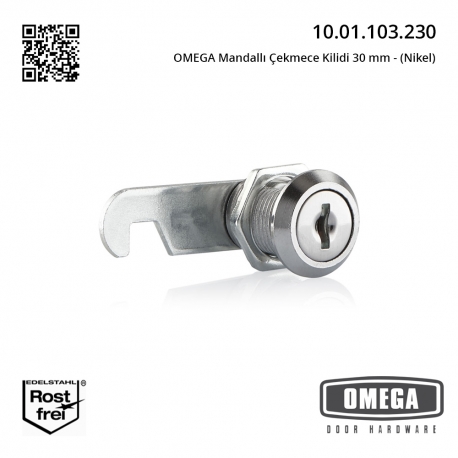 OMEGA Mandallı Çekmece Kilidi 30 mm - (Nikel)