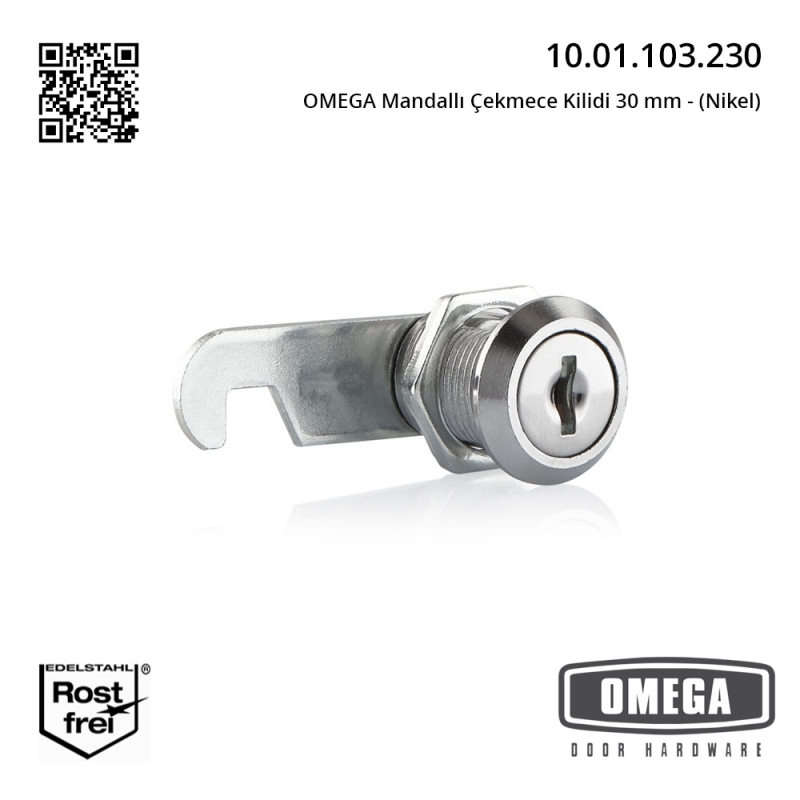 OMEGA Mandallı Çekmece Kilidi 30 mm - (Nikel)