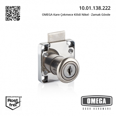 OMEGA Kare Çekmece Kilidi Nikel - Zamak Gövde
