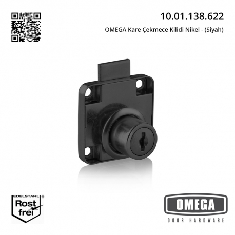 OMEGA Kare Çekmece Kilidi Nikel - (Siyah)