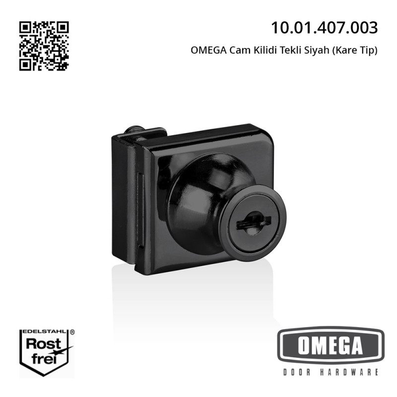OMEGA Cam Kilidi Tekli Siyah (Kare Tip)