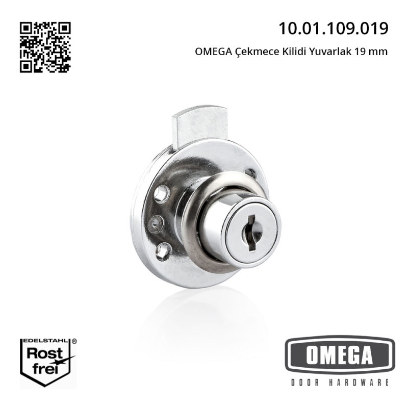 OMEGA Çekmece Kilidi Yuvarlak 19 mm