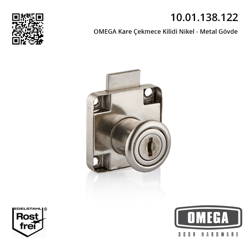OMEGA Kare Çekmece Kilidi Nikel - Metal Gövde