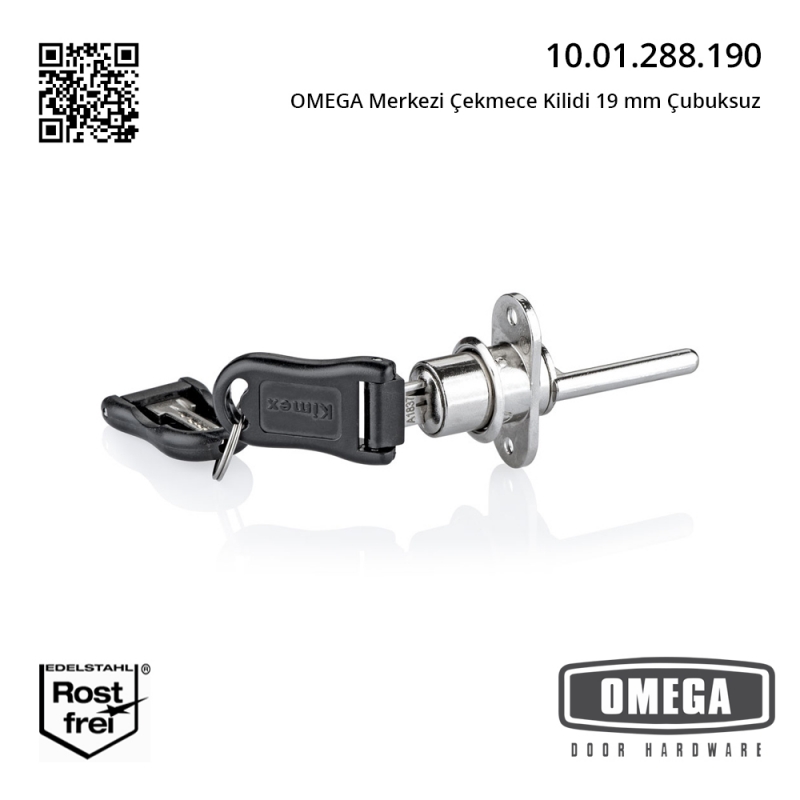 OMEGA Merkezi Çekmece Kilidi 19 mm Çubuksuz