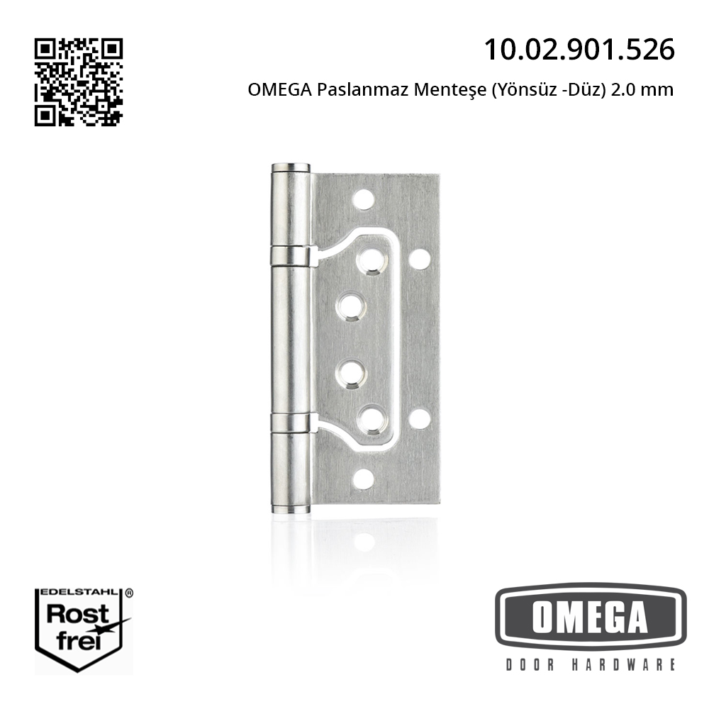 OMEGA Paslanmaz Menteşe (Yönsüz -Düz) 2.0 mm