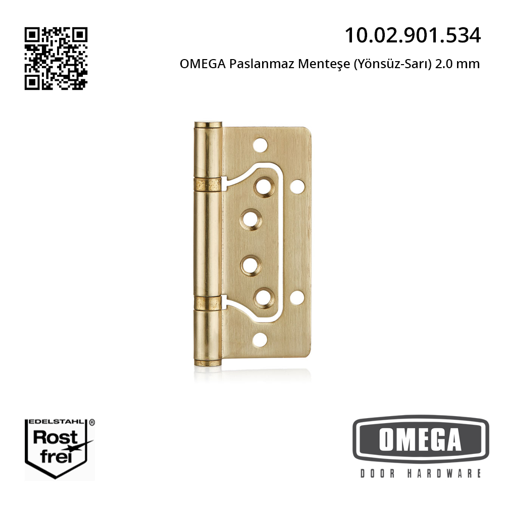 OMEGA Paslanmaz Menteşe (Yönsüz-Sarı) 2.0 mm