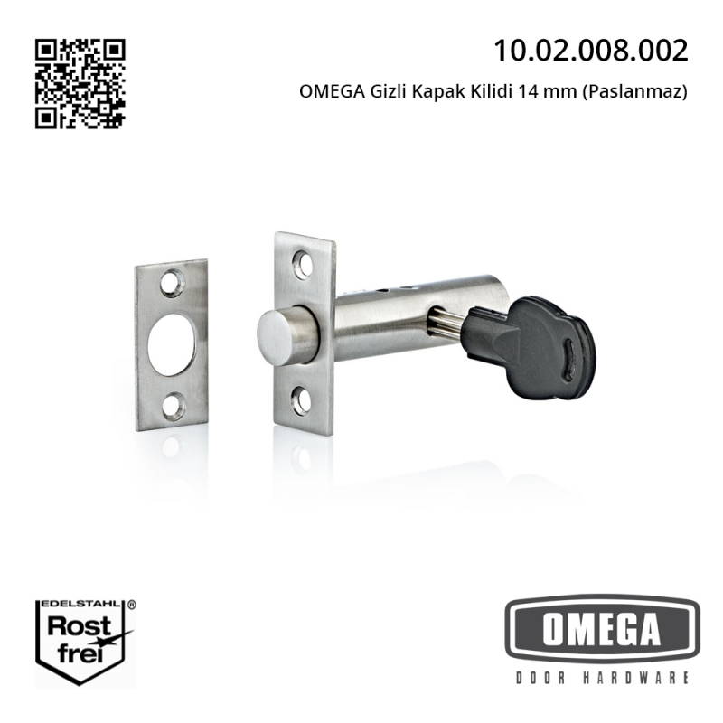 OMEGA Gizli Kapak Kilidi 14 mm (Paslanmaz)