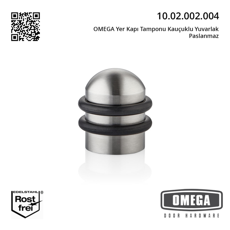 OMEGA Yer Kapı Tamponu Kauçuklu Yuvarlak Paslanmaz