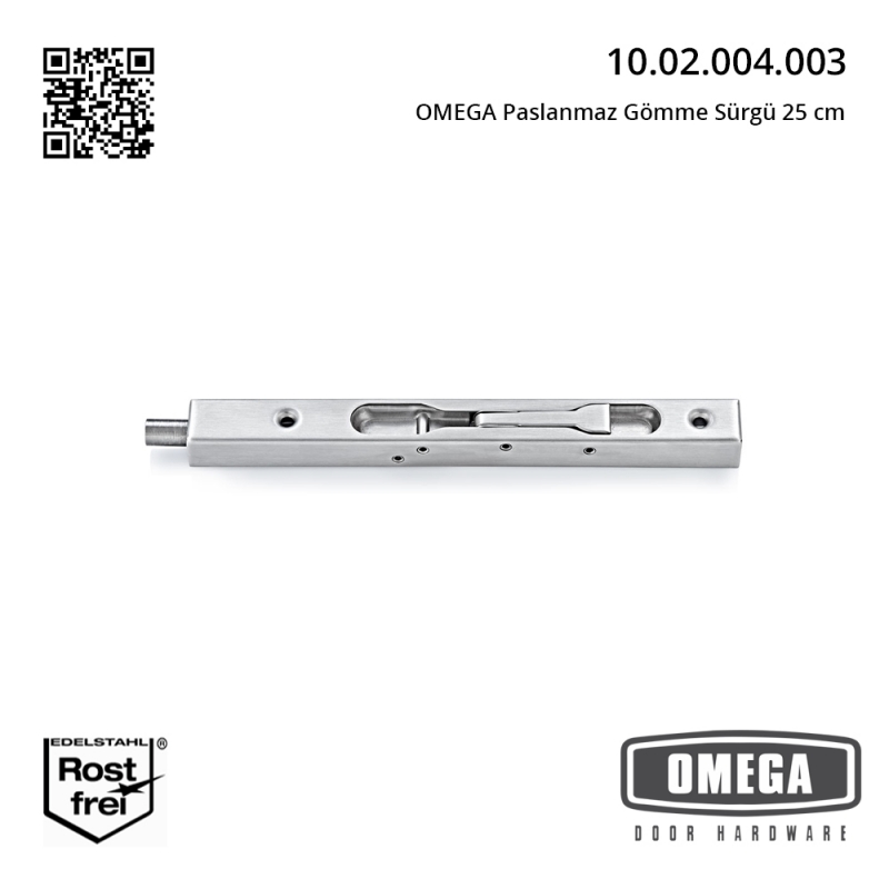 OMEGA Paslanmaz Gömme Sürgü 25 cm