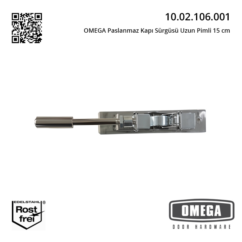 OMEGA Paslanmaz Kapı Sürgüsü Uzun Pimli 15 cm