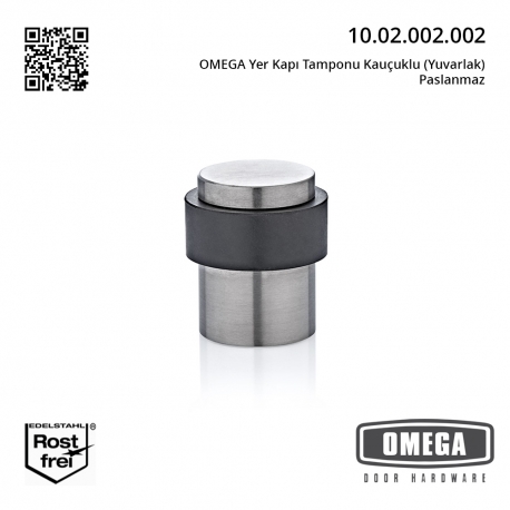 OMEGA Yer Kapı Tamponu Kauçuklu (Yuvarlak) Paslanmaz