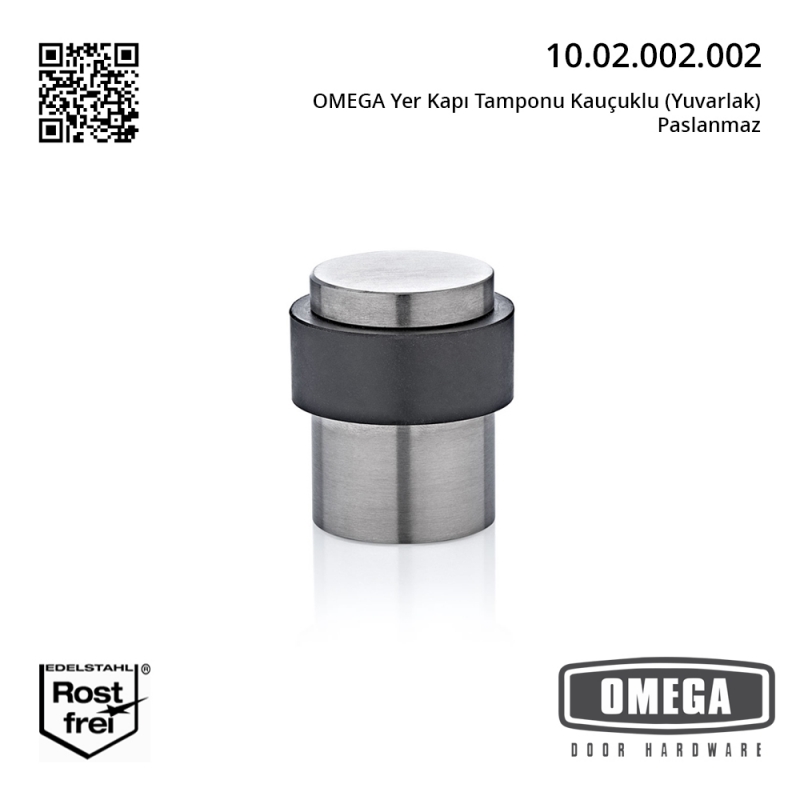 OMEGA Yer Kapı Tamponu Kauçuklu (Yuvarlak) Paslanmaz