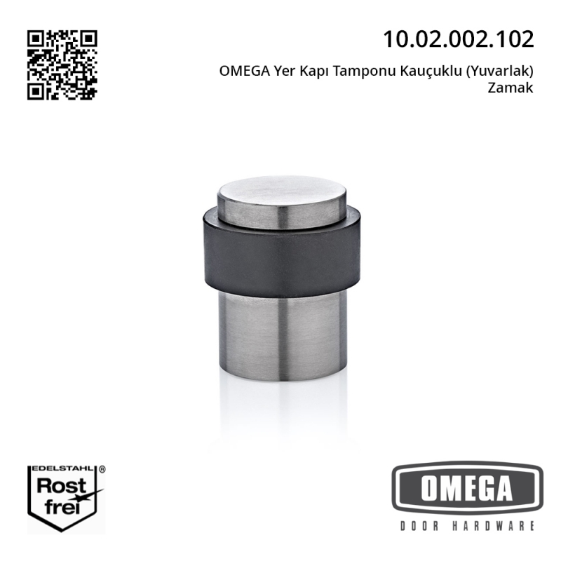 OMEGA Yer Kapı Tamponu Kauçuklu (Yuvarlak) Zamak