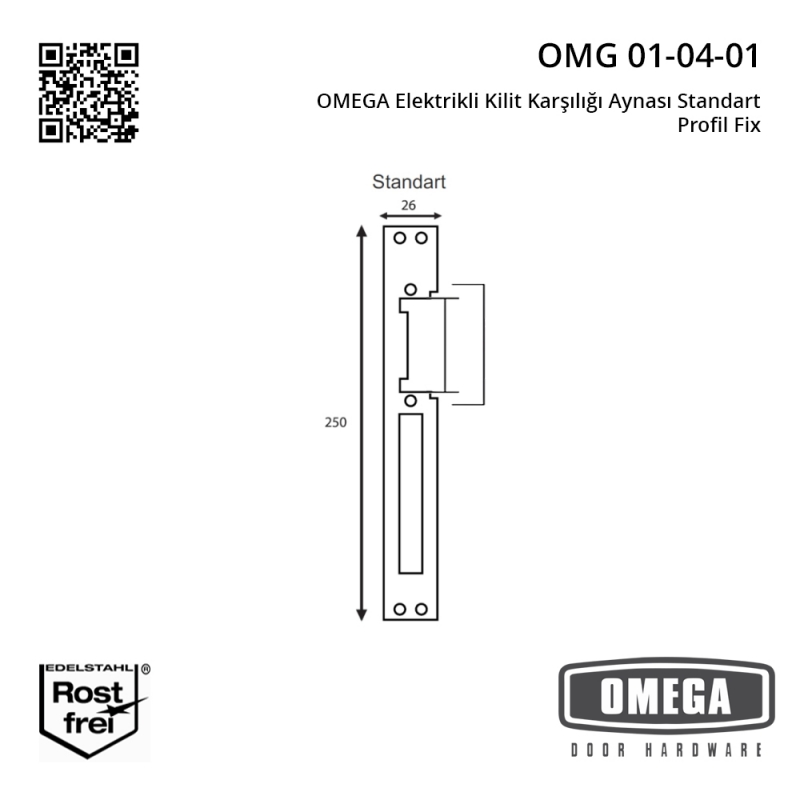 OMEGA Elektrikli Kilit Karşılığı Aynası Standart Profil Fix OMEGA Elektrikli Kilit Karşılığı Aynası Standart Profil Fix