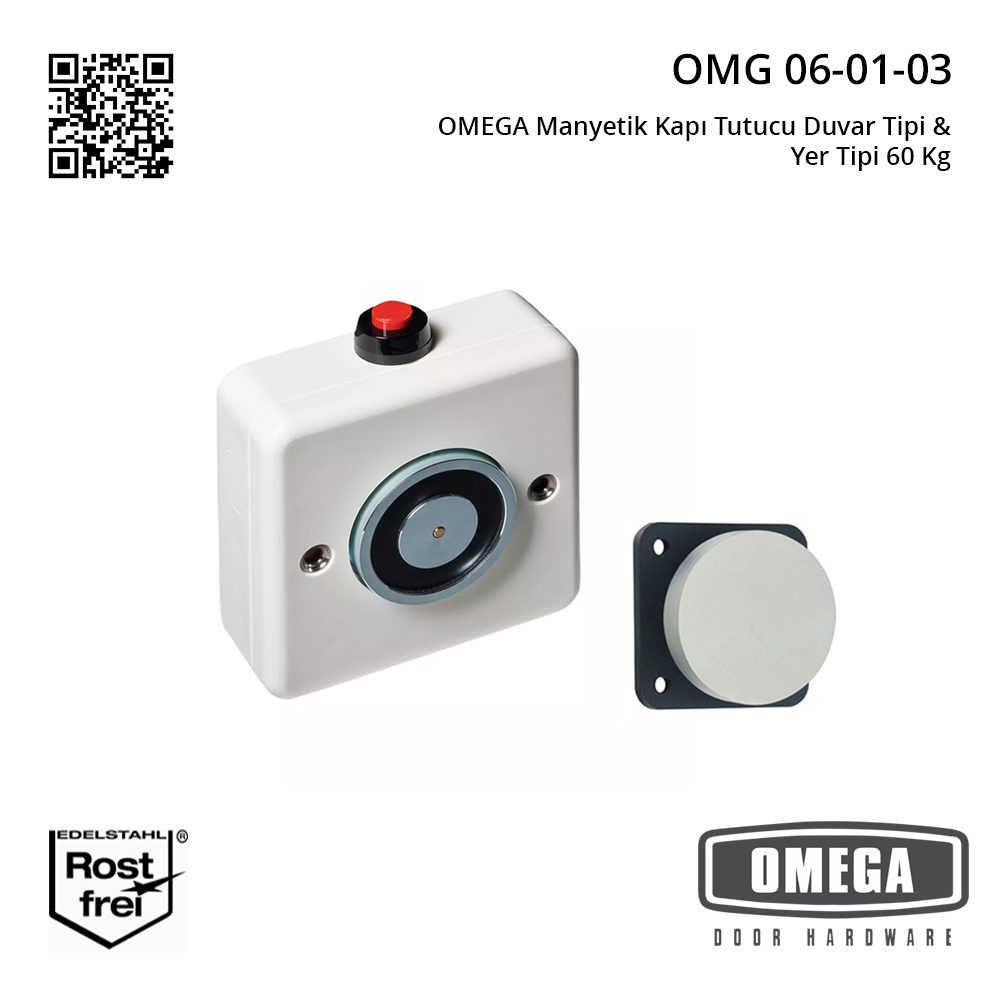 OMEGA Manyetik Kapı Tutucu Duvar Tipi & Yer Tipi 60 Kg