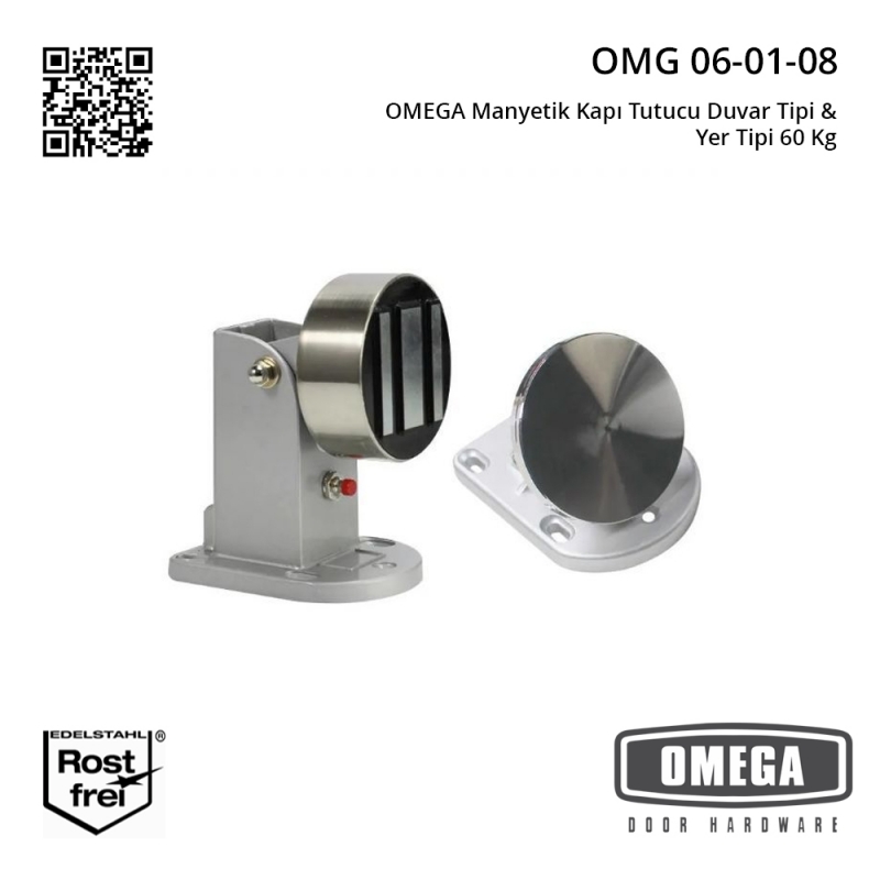 OMEGA Manyetik Kapı Tutucu Duvar Tipi & Yer Tipi 60 Kg