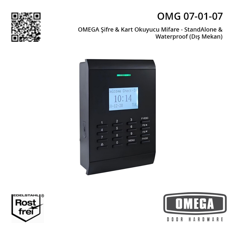 OMEGA Şifre & Kart Okuyucu Mifare - StandAlone & Waterproof  (Dış Mekan)