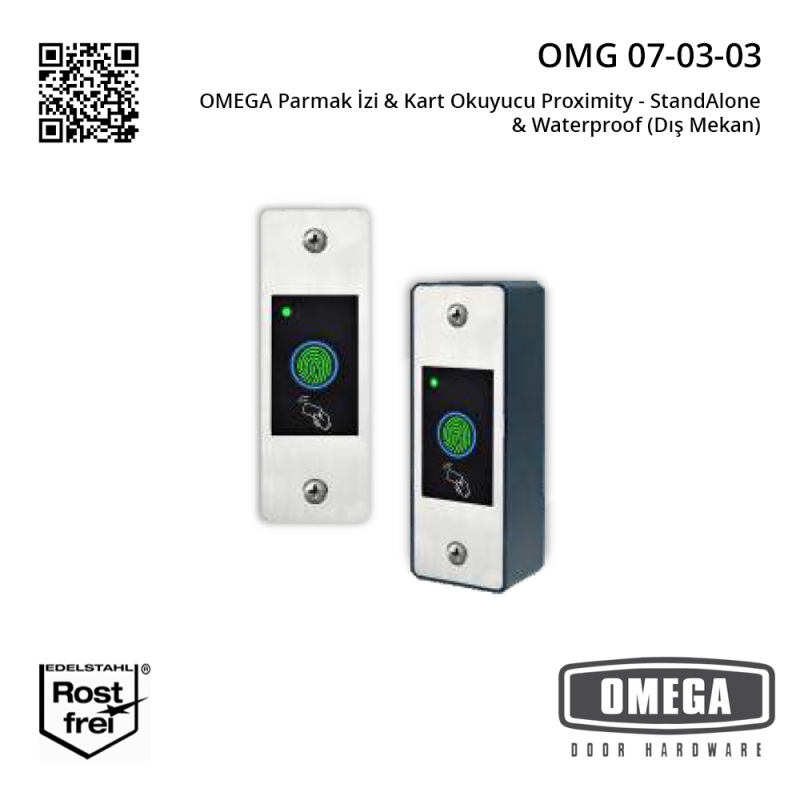 OMEGA Parmak İzi & Kart Okuyucu Proximity - StandAlone & Waterproof (Dış Mekan)