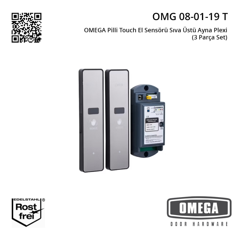 OMEGA Pilli Touch El Sensörü Sıva Üstü Ayna Plexi (3 Parça Set)