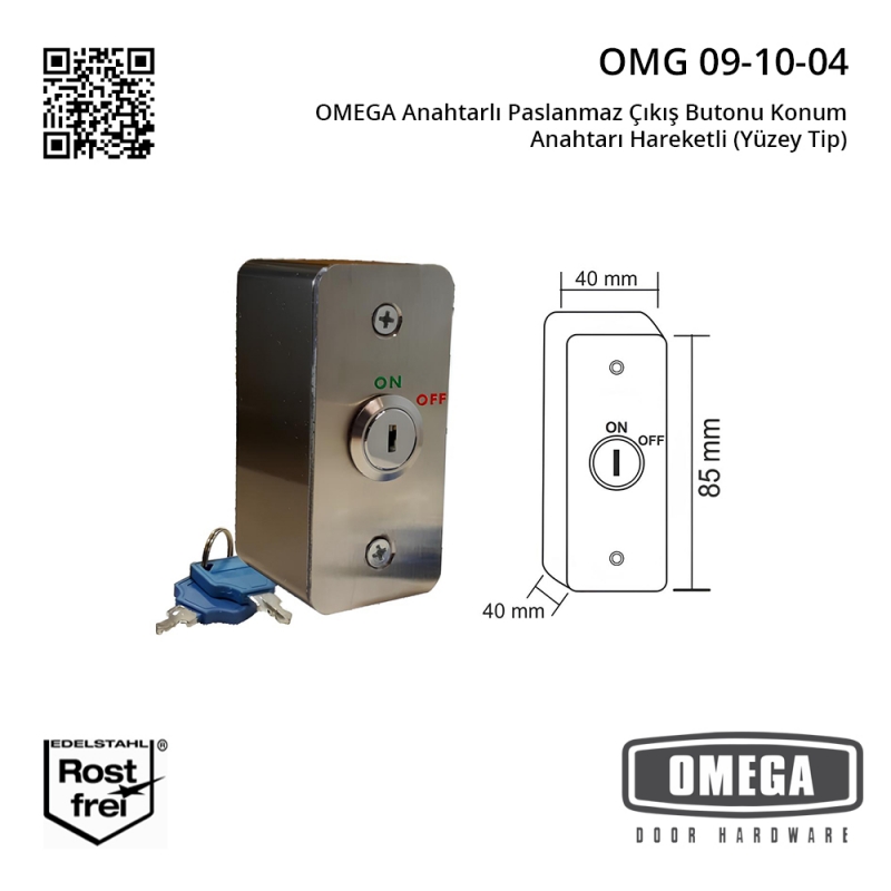 OMEGA Anahtarlı Paslanmaz Çıkış Butonu Konum Anahtarı Hareketli (Yüzey Tip)