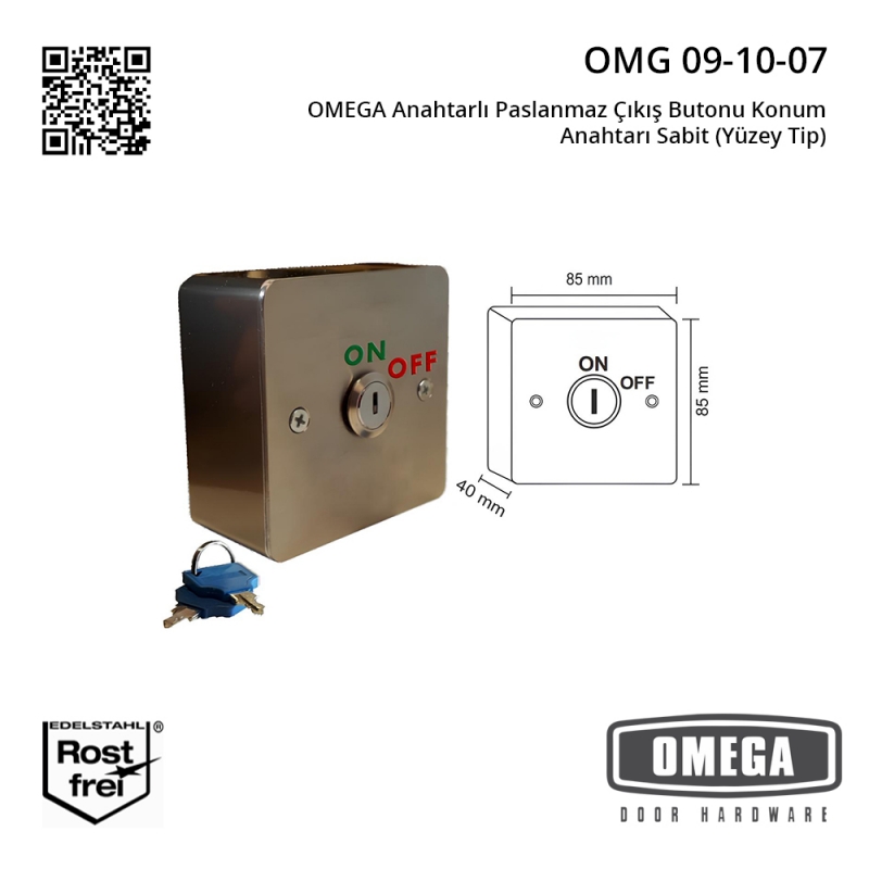 OMEGA Anahtarlı Paslanmaz Çıkış Butonu Konum Anahtarı Sabit (Yüzey Tip)
