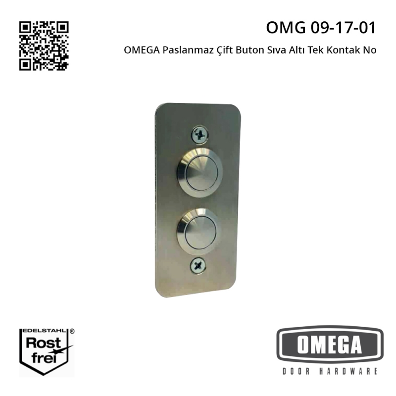 OMEGA Paslanmaz Çift Buton Sıva Altı Tek Kontak No