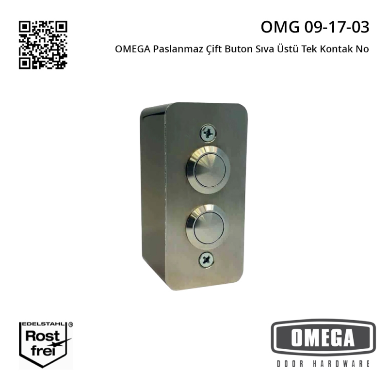 OMEGA Paslanmaz Çift Buton Sıva Üstü Tek Kontak No