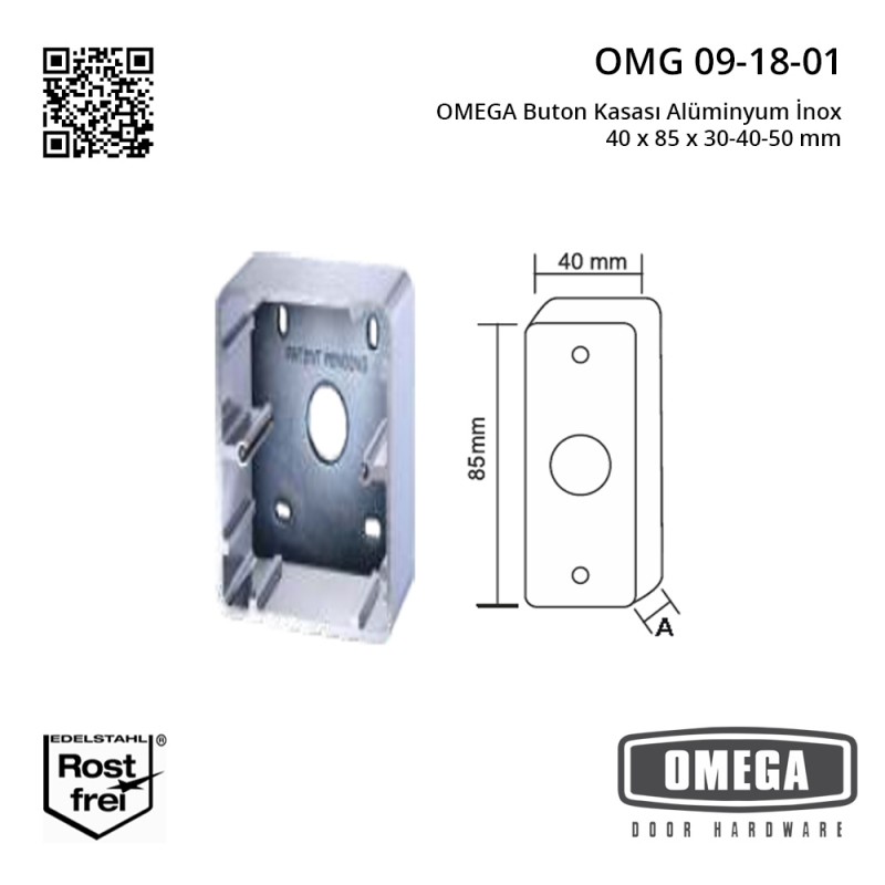 OMEGA Buton Kasası Alüminyum İnox 40 x 85 x 30-40-50 mm