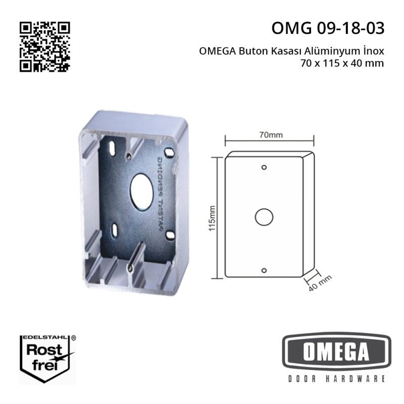 OMEGA Buton Kasası Alüminyum İnox 70 x 115 x 40 mm