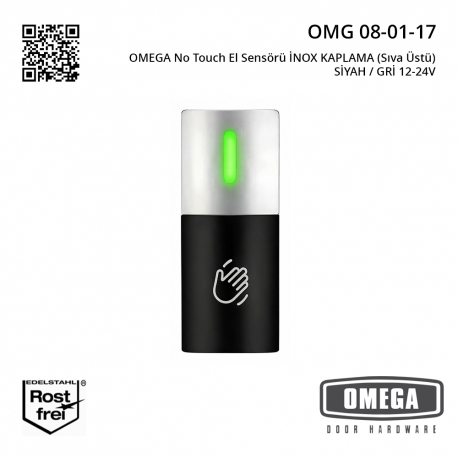 OMEGA No Touch El Sensörü İNOX KAPLAMA (Sıva Üstü) SİYAH / GRİ 12-24V