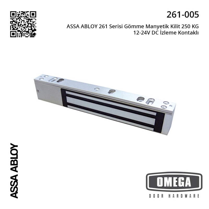 ASSA ABLOY 261 Serisi Gömme Manyetik Kilit 250 KG 12-24V DC İzleme Kontaklı