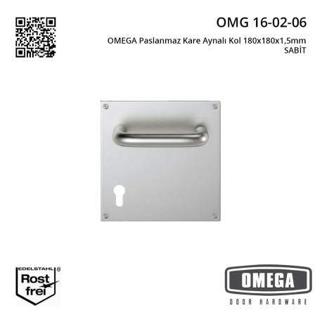 OMEGA Paslanmaz Kare Aynalı Kol 180x180x1,5mm SABİT