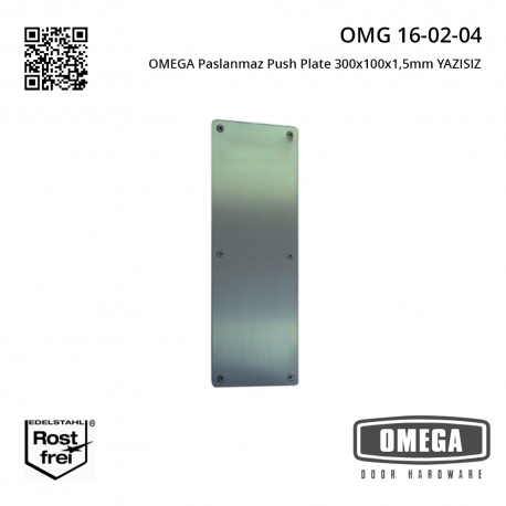 OMEGA Paslanmaz Push Plate 300x100x1,5mm YAZISIZ