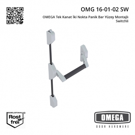 OMEGA Tek Kanat İki Nokta Panik Bar Yüzey Montajlı Switchli