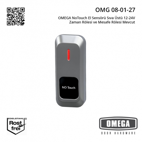 OMEGA NoTouch El Sensörü Sıva Üstü 12-24V Zaman Rölesi ve Mesafe Rölesi Mevcut