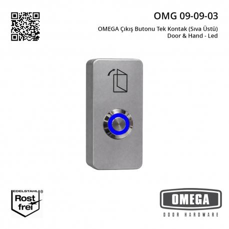 OMEGA Çıkış Butonu Tek Kontak (Sıva Üstü) Door & Hand - Led