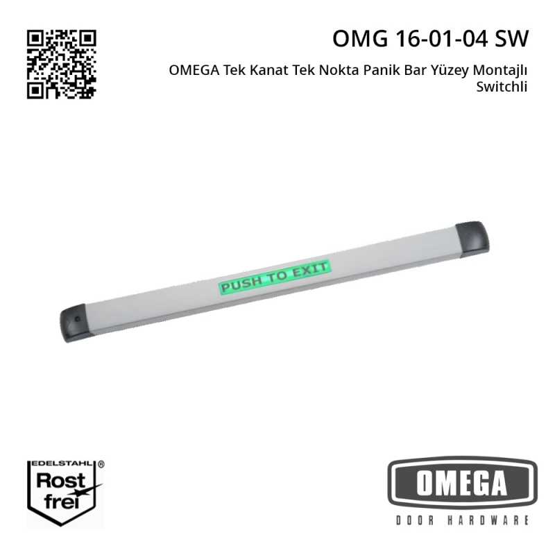 OMEGA Tek Kanat Tek Nokta Panik Bar Yüzey Montajlı Switchli