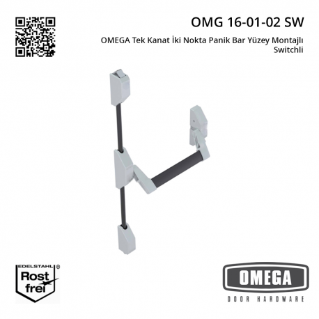 OMEGA Tek Kanat İki Nokta Panik Bar Yüzey Montajlı Switchli