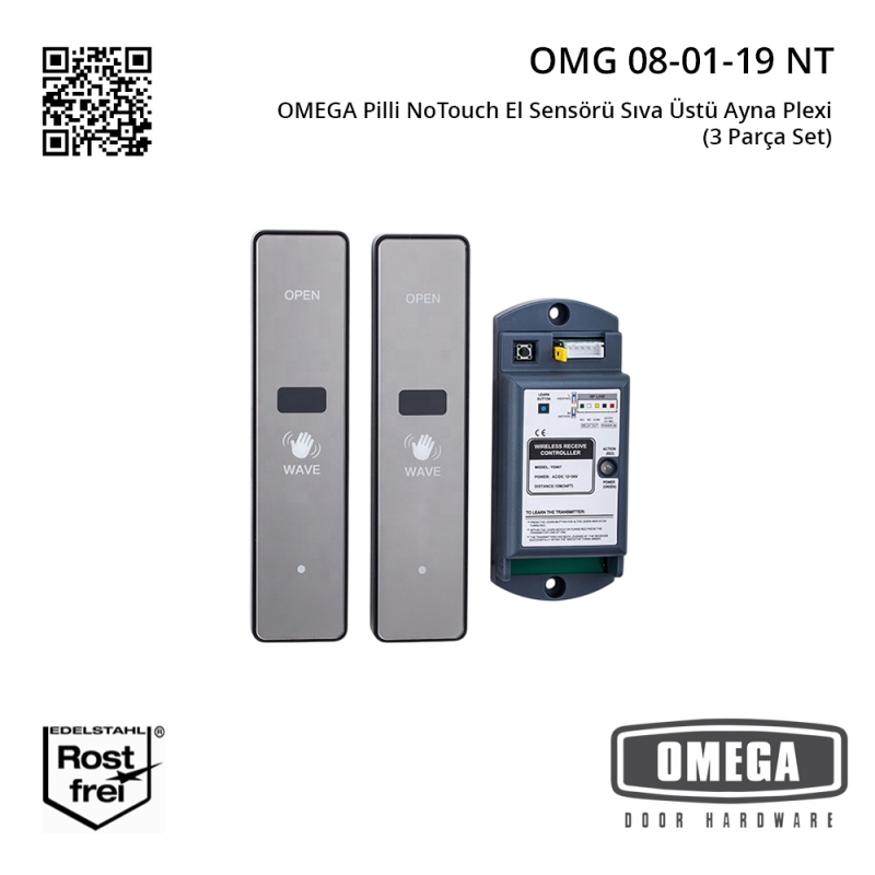 OMEGA Pilli NoTouch El Sensörü Sıva Üstü Ayna Plexi (3 Parça Set)