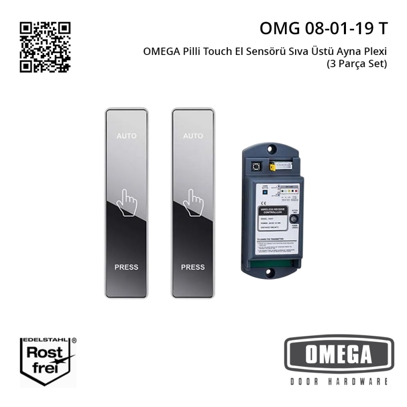 OMEGA Pilli Touch El Sensörü Sıva Üstü Ayna Plexi (3 Parça Set)